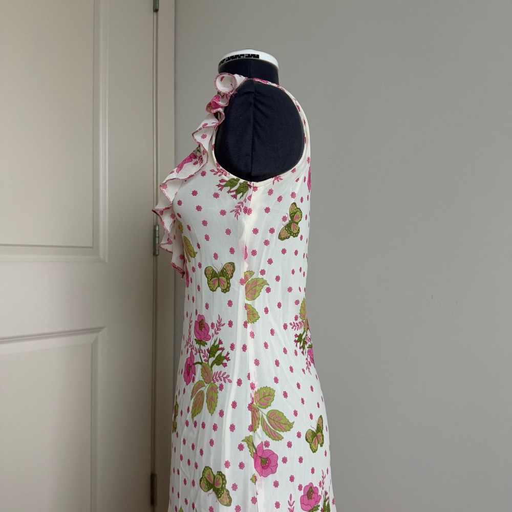 Vintage Y2K Floral Print Lace Detail Sequin Midi Dress - Picture 9 of 10